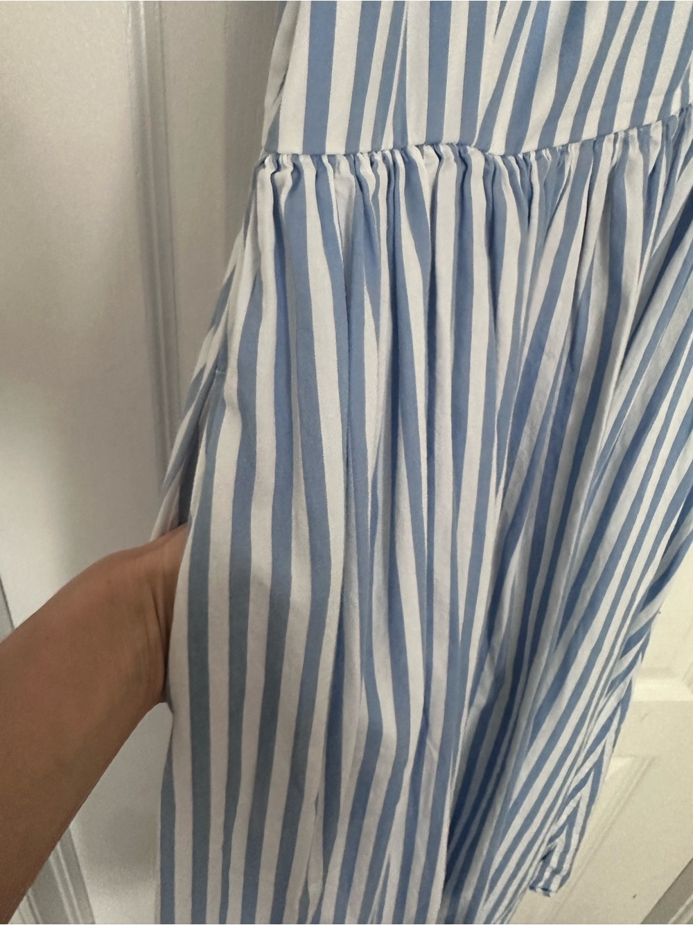 Light Blue & White Striped Spaghetti-Strap Midi Dress - Picture 3 of 6